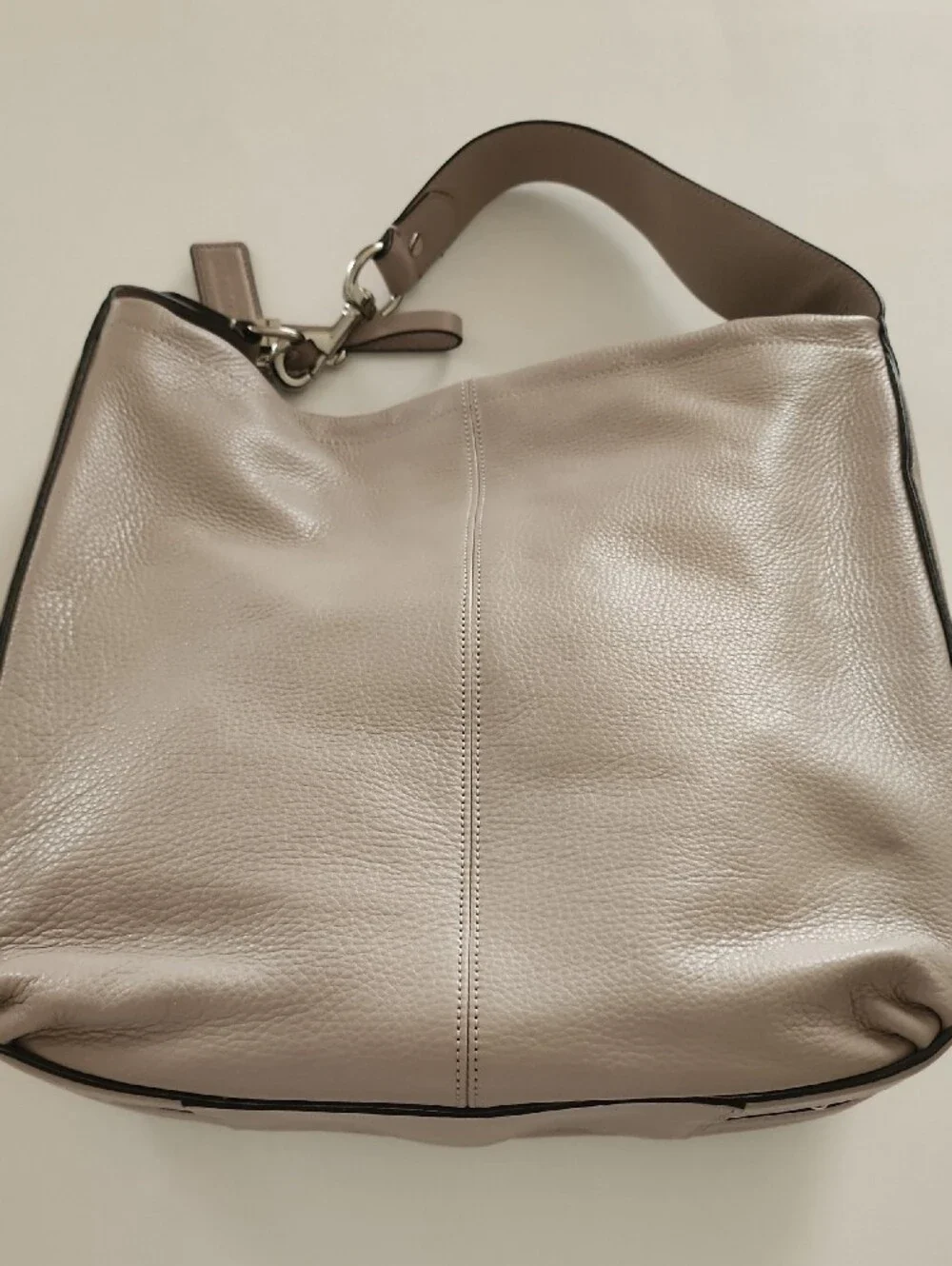 Coach Park Avery Pebbled Leather Shoulder Hobo in Light Taupe With Stud Detail